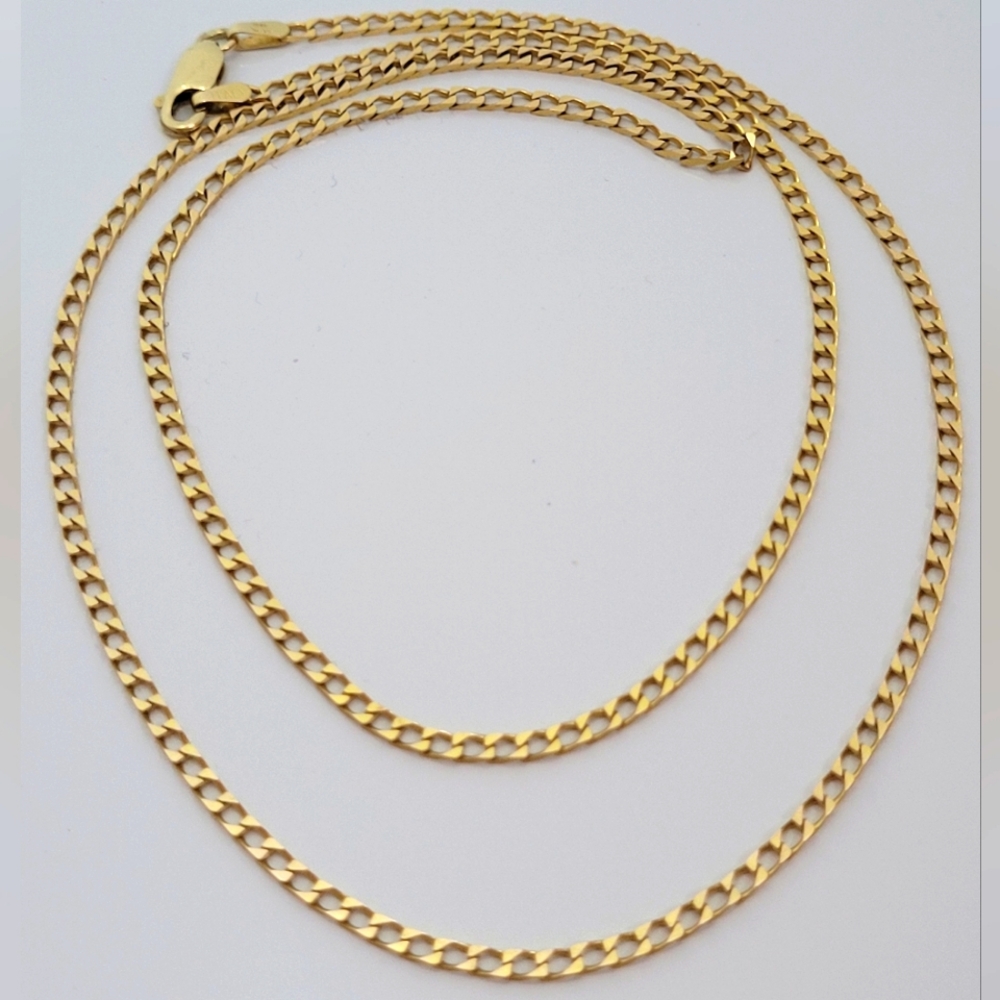 10k Solid Gold Curb Chain, 24" Length, Made In Italy.